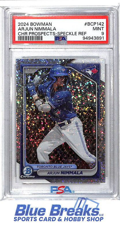 2024 Bowman - 1st Bowman - Chrome Prospects - Speckle Refractor - Arjun Nimmala - 170/299 - #BCP-142 - PSA 9 - baseball - Blue Jays