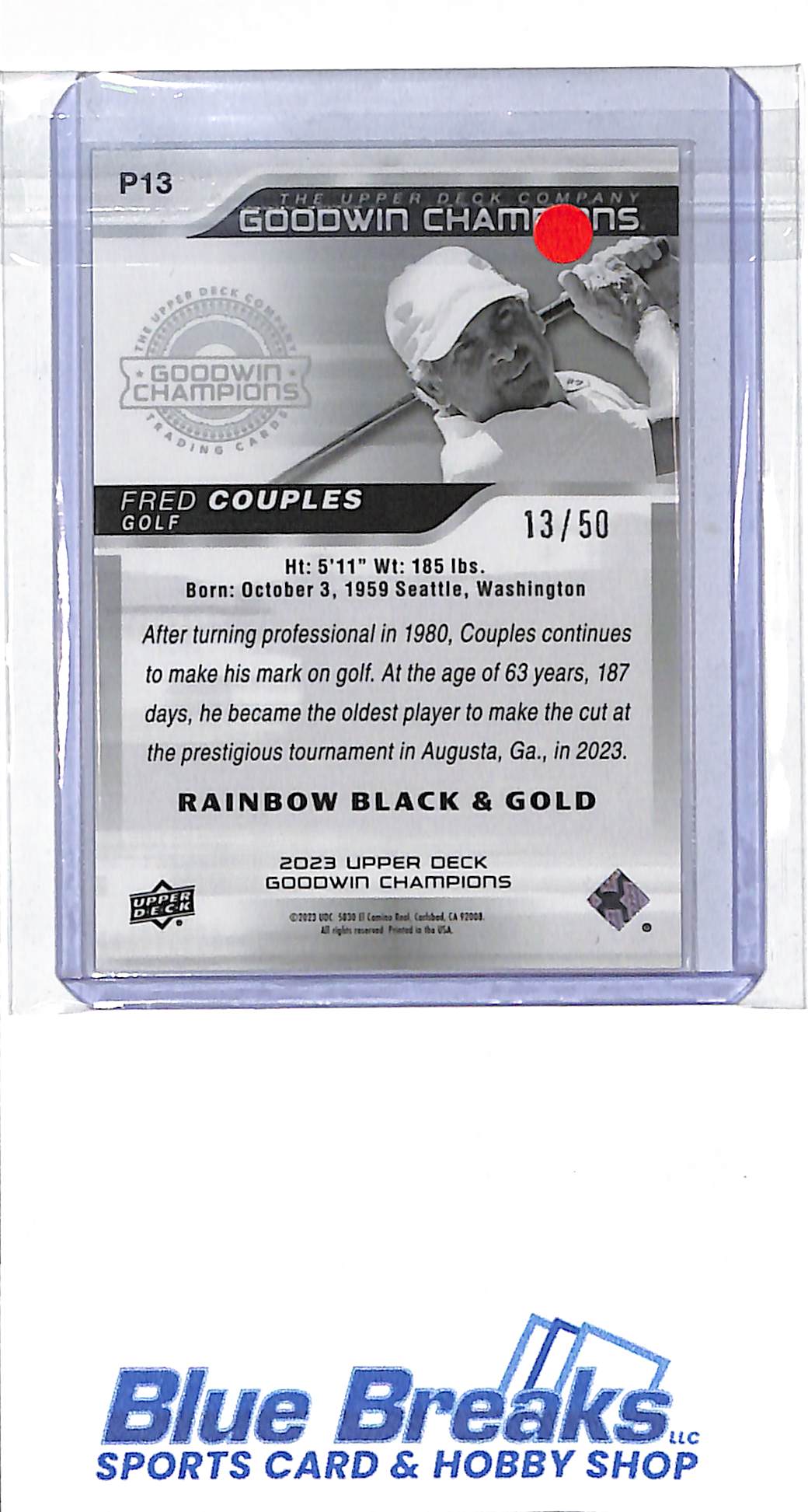 2023 Upper Deck - Goodwin Champions - Rainbow Black & Gold - Fred Couples - 13/50 - #P13 - golf - PGA