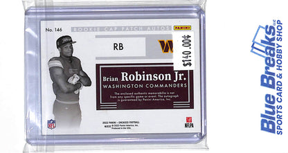 2022 Panini - Encased - Rookie Cap Patch Autos - Brian Robinson Jr - 06/10 - #146 - football - Commanders