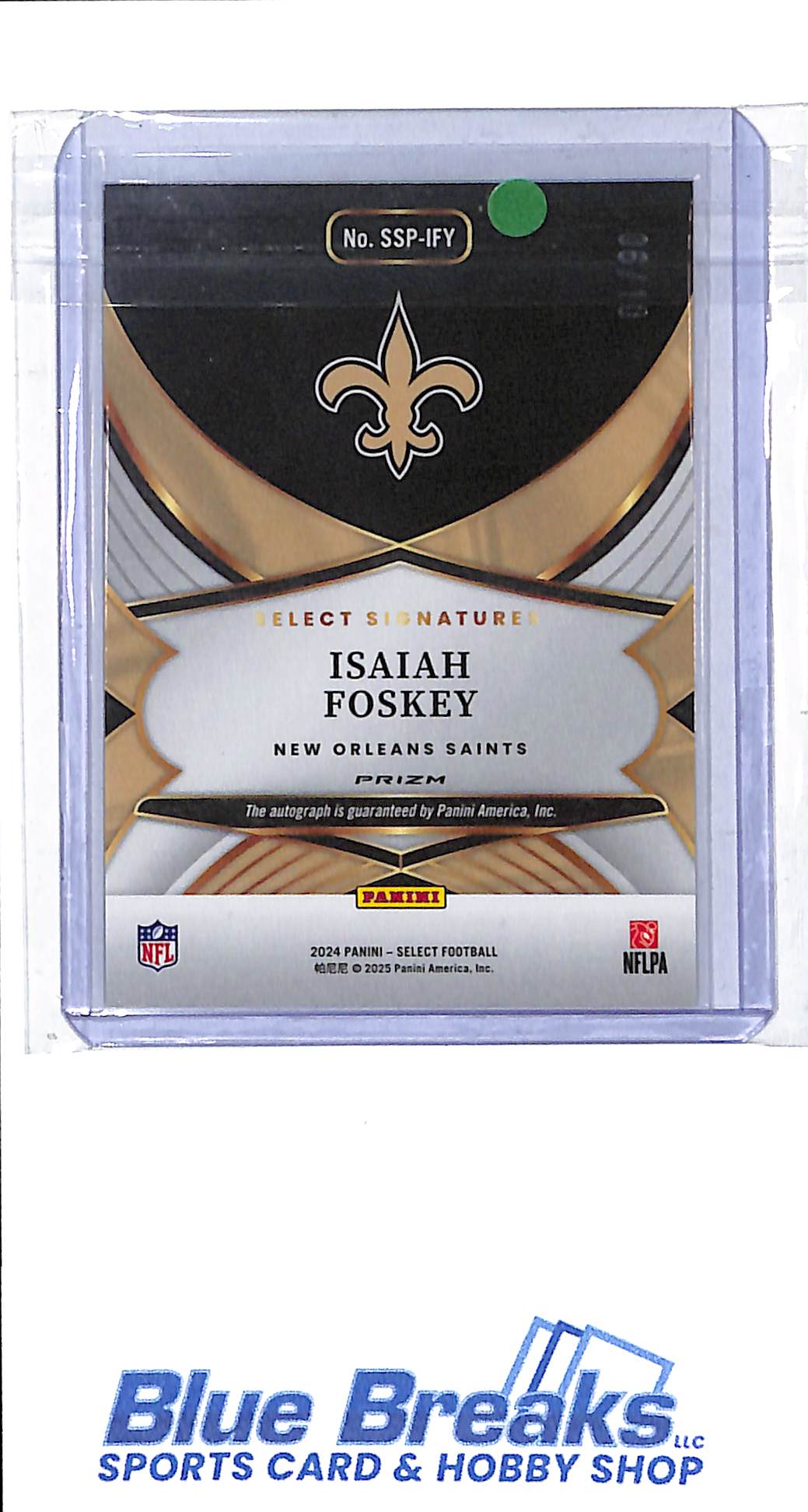 2024 Panini - Select - Select Signatures - gold prizm - Isaiah Foskey - 06/10 - #SSP-IFY - football - Saints
