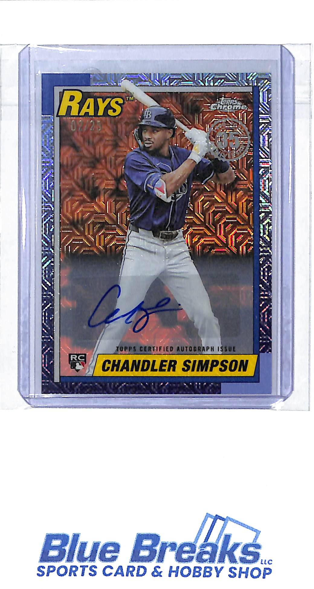 2025 Topps Chrome - 35th anniversary - silver pack - Chandler Simpson - auto - 02/25 - RC - #U90C-27 - baseball - Rays