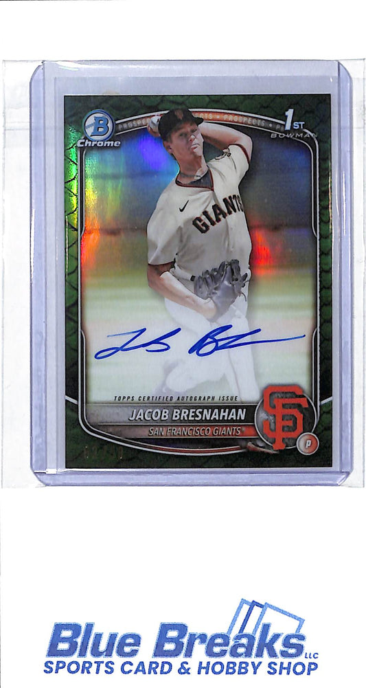 2025 Bowman Chrome - 1st Bowman - reptilian green refractor - Jacob Bresnahan - auto - 82/99 - #CPA-JBR - baseball - Giants