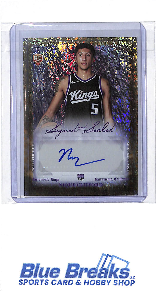 2025 Topps - Signed & Sealed - gold holo foil - Nique Clifford - 34/50 - RC - #BSI-NC - basketball - Kings
