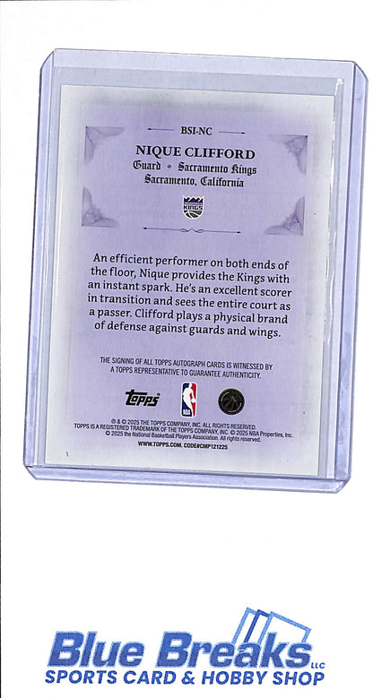 2025 Topps - Signed & Sealed - gold holo foil - Nique Clifford - 34/50 - RC - #BSI-NC - basketball - Kings