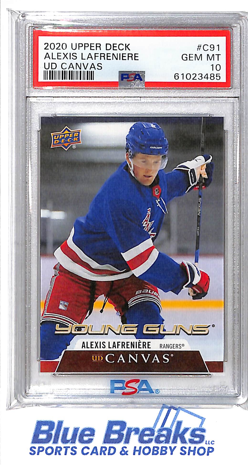 2020 Upper Deck - UD Canvas - Young Guns - Alexis Lafreniere - #C91 - PSA 10 - hockey - Rangers