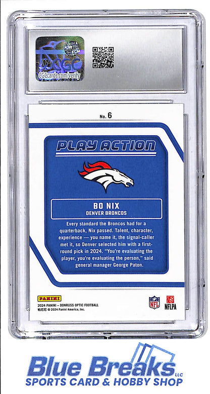 2024 Panini - Donruss Optic - Play Action - Bo Nix - RC - #6 - CGC 9 - football - Broncos