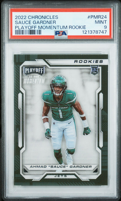 2022 Panini - Chronicles - Playoff Momentum Rookie - Ahmad "Sauce" Gardner - RC - #PMR-24 - PSA 9 - football