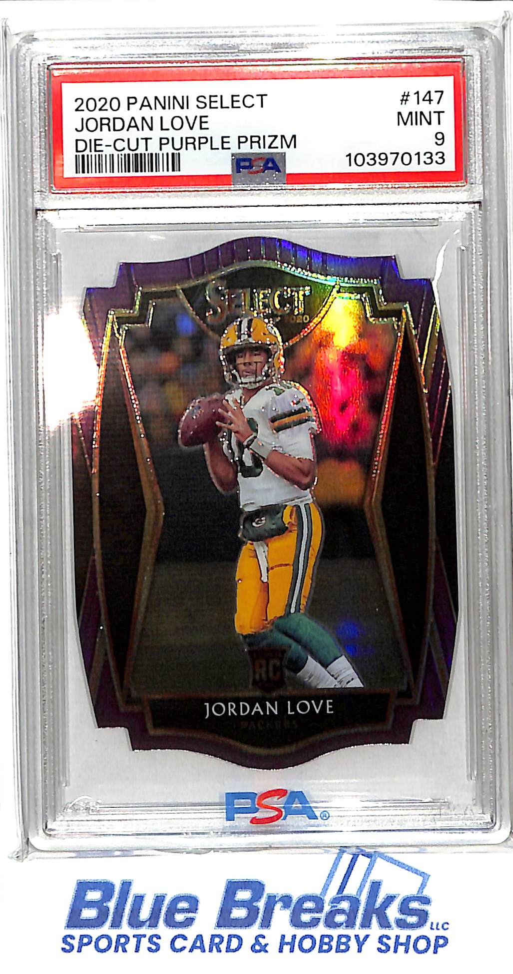 2020 Panini Select - Jordan Love - Die-Cut Purple Prizm - #147 - PSA 9