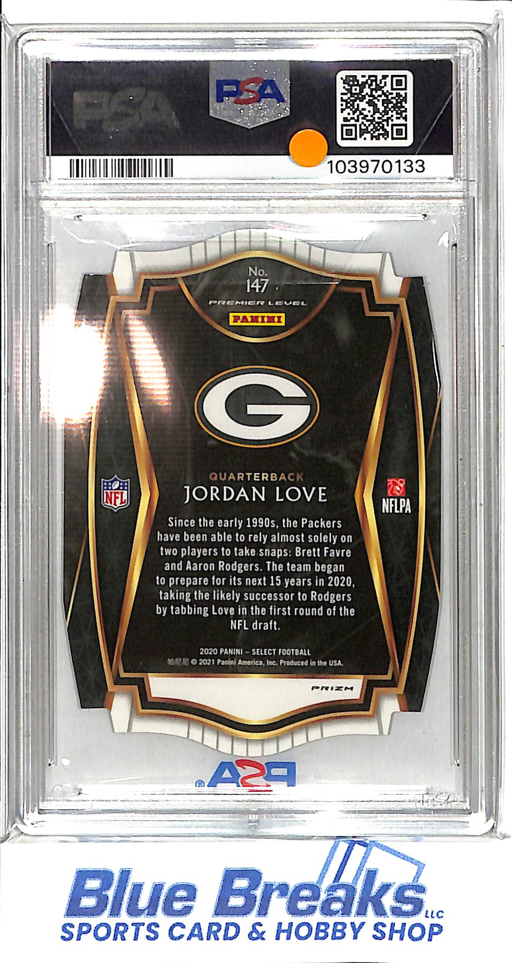 2020 Panini Select - Jordan Love - Die-Cut Purple Prizm - #147 - PSA 9