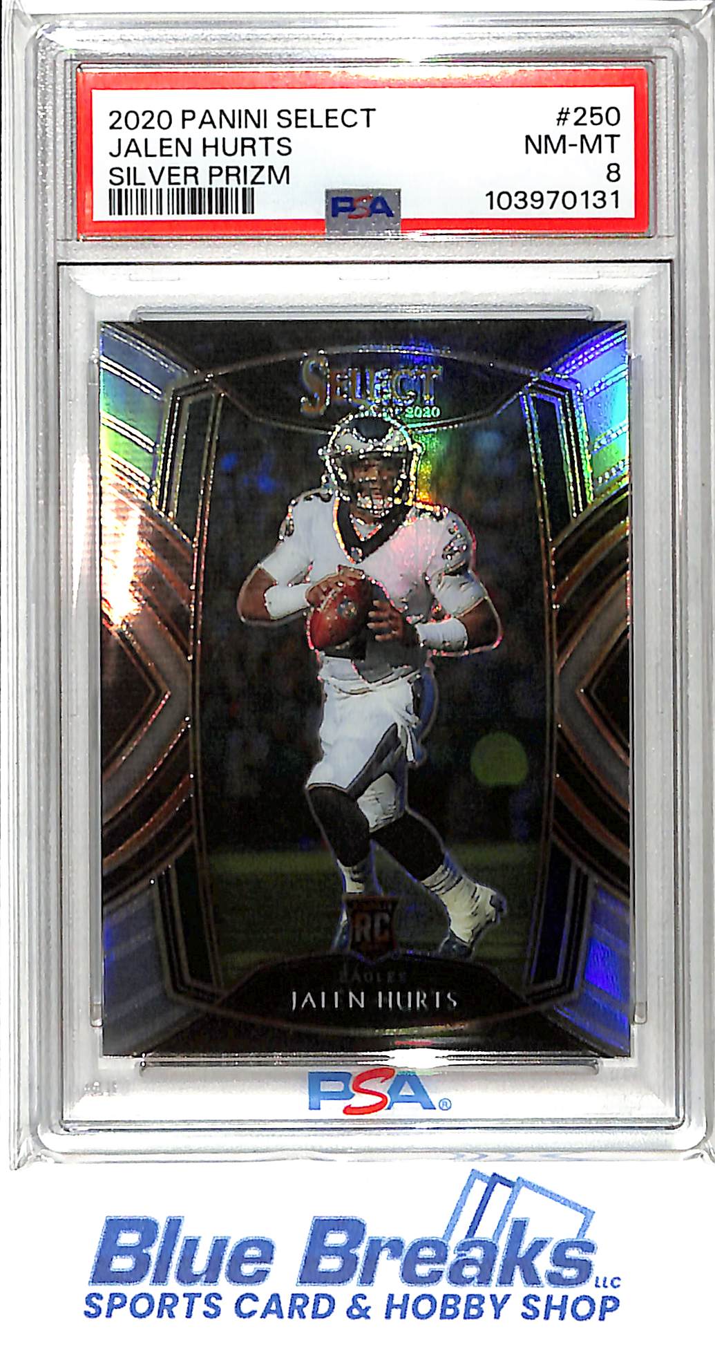 2020 Panini Select - Jalen Hurts - #250 - Silver Prizm - PSA 8