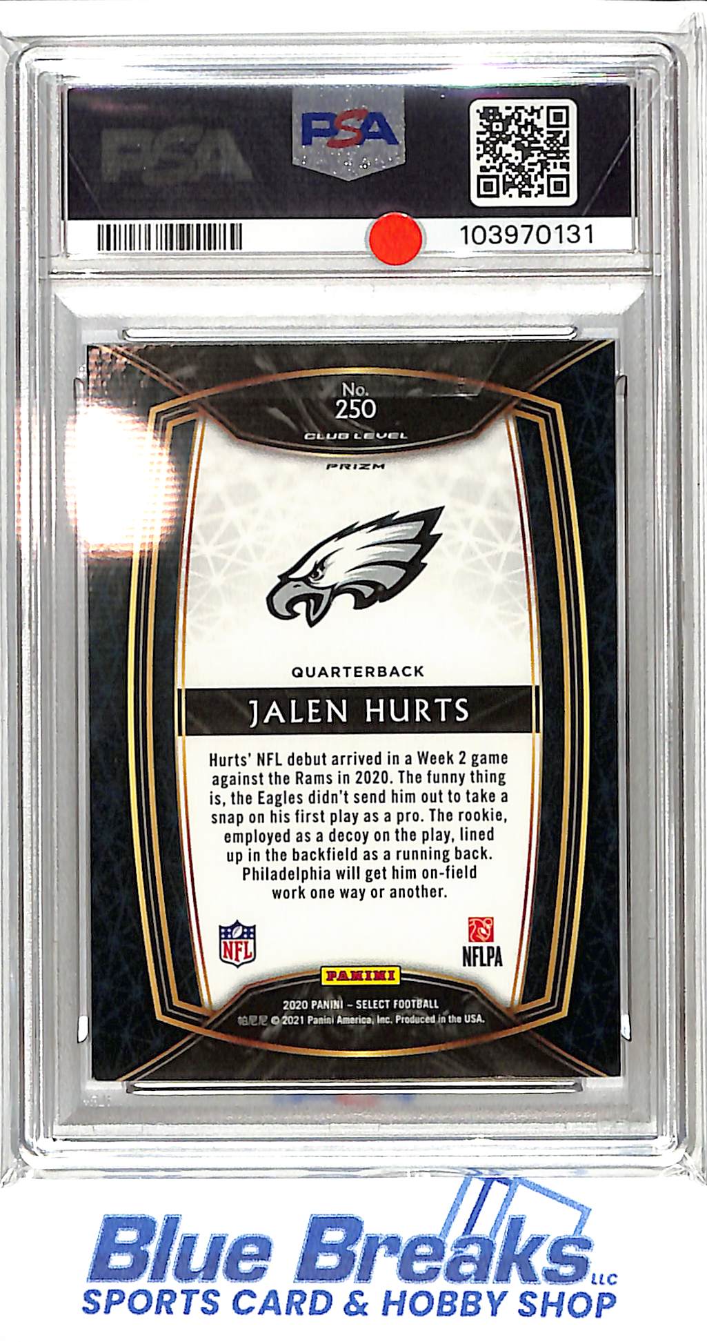 2020 Panini Select - Jalen Hurts - #250 - Silver Prizm - PSA 8