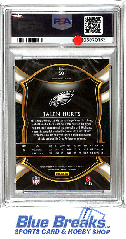 2020 Panini Select - Jalen Hurts - #50 - Rookie - PSA 9