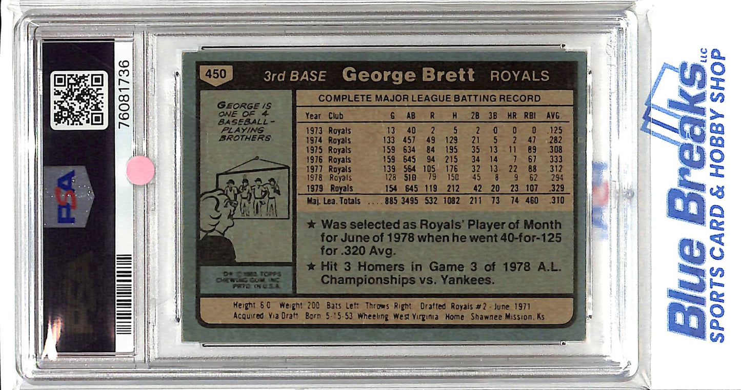 1980 Topps - George Brett - #450 - AL Allstar - PSA 7