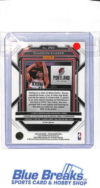 2022-23 Panini Prizm - Shaedon Sharpe - Green - Rookie - #250 - Portland Trailblazers