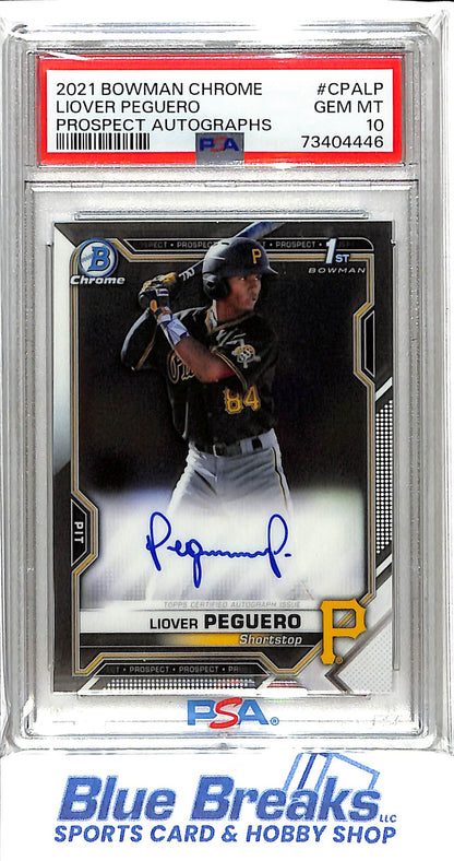 2021 Bowman Chrome - Liover Peguero - Prospect Autographs - #CPALP - PSA 10 - Pittsburgh Pirates