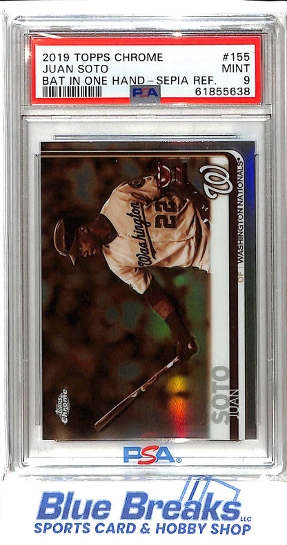 2019 Topps Chrome - Juan Soto - Bat in Hand - Sepia Refractor - Washington Nationals - #155 - PSA 9