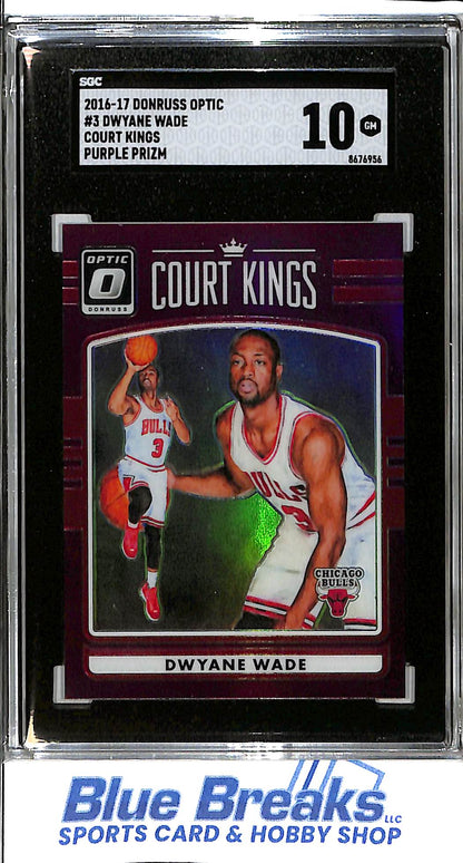 2016-17 Donruss Optic - Dwyane Wade - #3 - Miami Heat - Court Kings - Purple Prizm - SGC 10