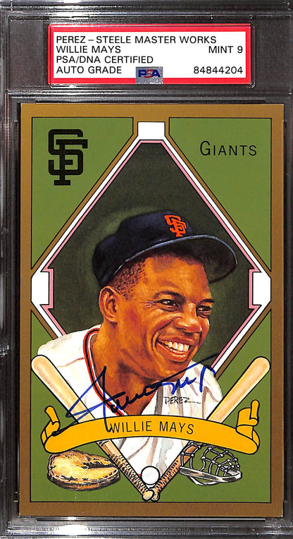 1990 Perez-Steele - Master Works - Gold Border - Willie Mays - auto - 02403/10000 - #14 - PSA/DNA 9 - baseball - Giants