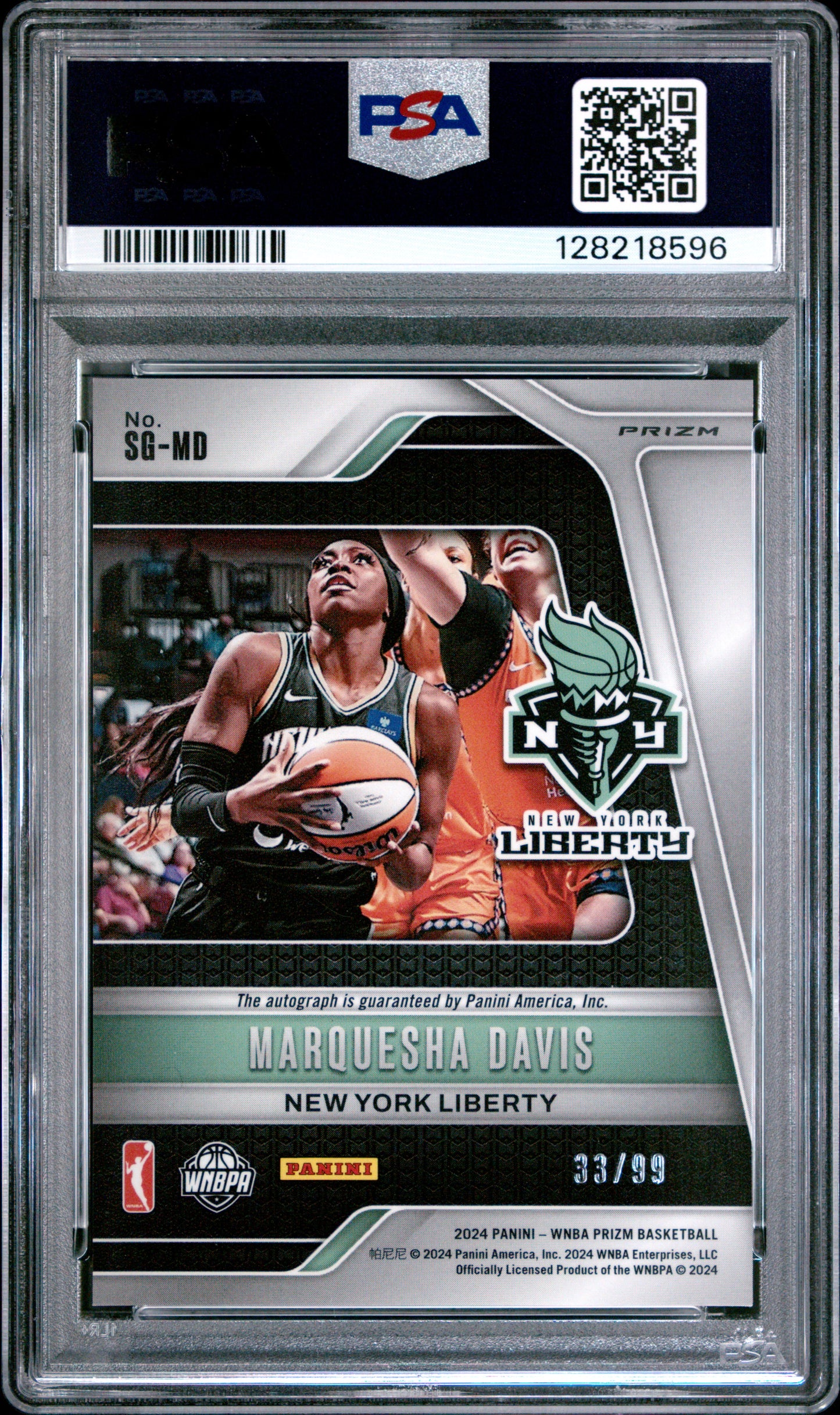 2024 Panini - Prizm WNBA - Signature - Red Prizm - Marquesha Davis - auto - 33/99 - #SG-MD - PSA 9 - baseball - Liberty