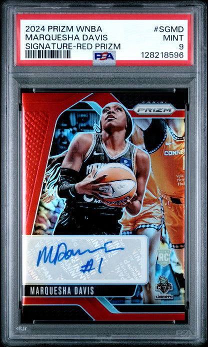 2024 Panini - Prizm WNBA - Signature - Red Prizm - Marquesha Davis - auto - 33/99 - #SG-MD - PSA 9 - baseball - Liberty