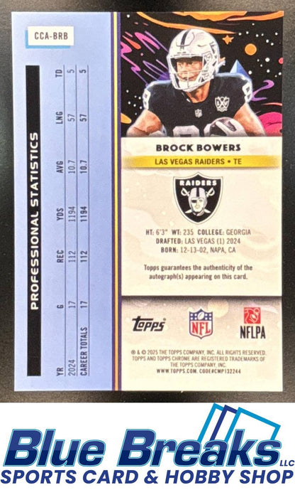 2025 Topps Cosmic Chrome Brock Bowers #CCA-BRB Auto Green Space Dust Refractor 44/75 Las Vegas Raiders