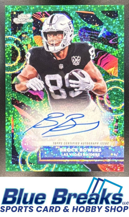 2025 Topps Cosmic Chrome Brock Bowers #CCA-BRB Auto Green Space Dust Refractor 44/75 Las Vegas Raiders