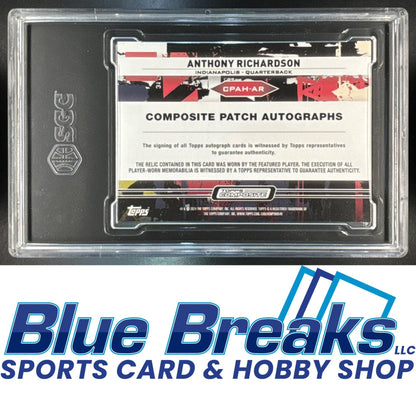 2023 Topps Composite Anthony Richardson #CPAH-AR Swatch Auto Horizontal 21/99 SGC 9