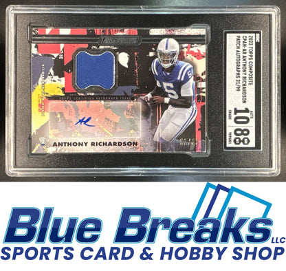 2023 Topps Composite Anthony Richardson #CPAH-AR Swatch Auto Horizontal 21/99 SGC 9