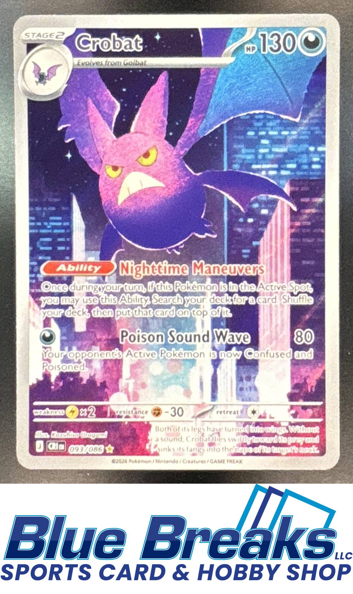 2026 Pokemon Mega Evolution Chaos Rising Illustration Rare Crobat #093/086