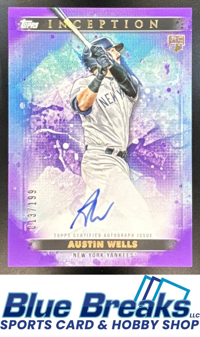 2024 Topps Inception Austin Wells #BRES-AW Rookies and Emerging Star Auto Purple 013/199 RC Yankees