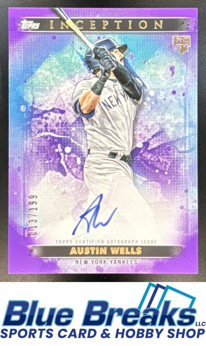 2024 Topps Inception Austin Wells #BRES-AW Rookies and Emerging Star Auto Purple 013/199 RC Yankees