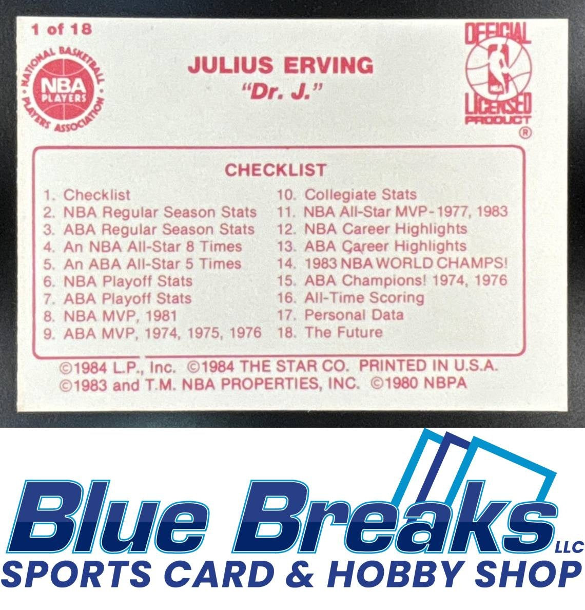 1984-85 Star Julius Erving [RC] #1 Philadelphia 76ers