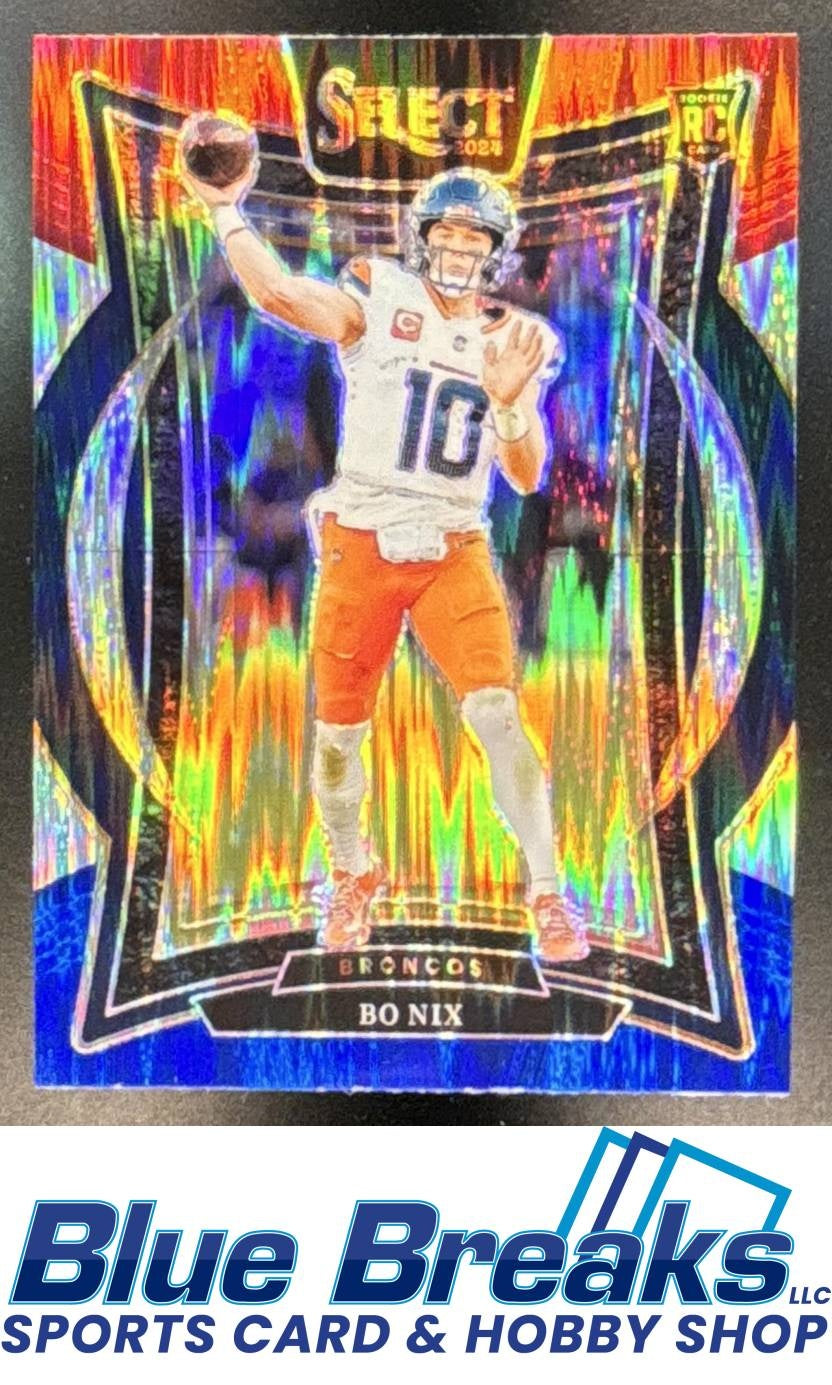 2024 Panini Select Bo Nix #30 Concourse Red and Blue Prizm Shock RC