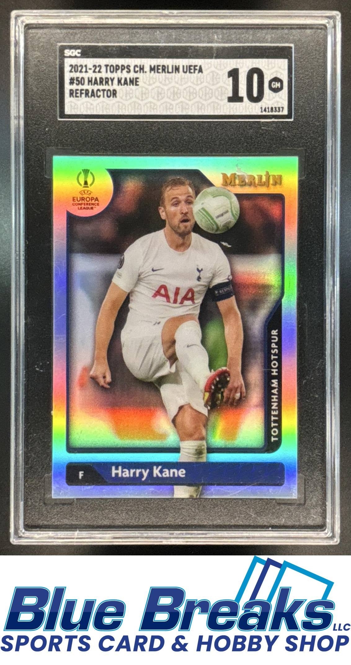 2021 Topps Merlin Chrome UEFA Champions League Harry Kane #50 Refractor SGC 10