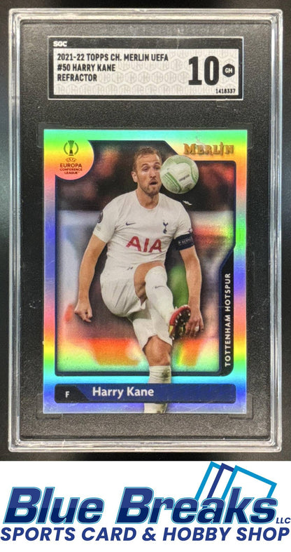 2021 Topps Merlin Chrome UEFA Champions League Harry Kane #50 Refractor SGC 10