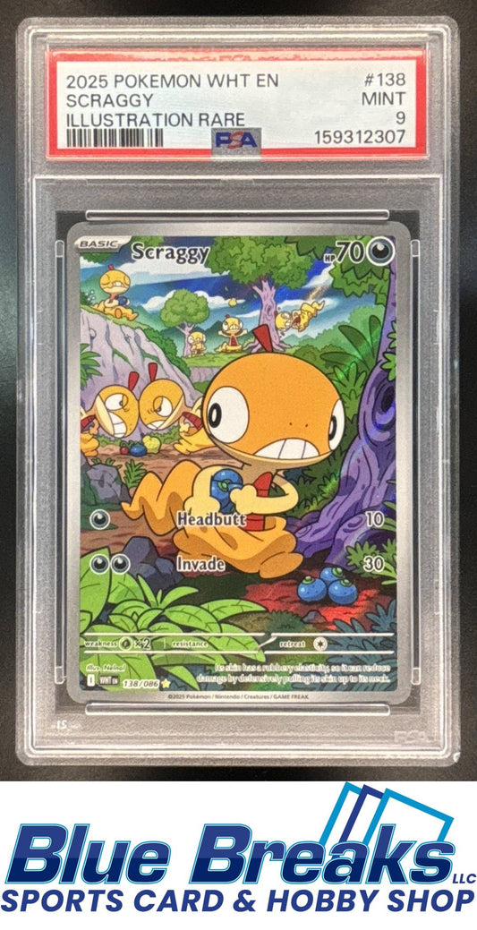 2025 Pokemon White Flare Scraggy #138/086 Illustration Rare PSA 9