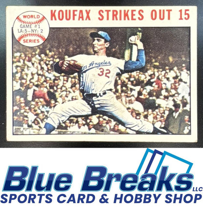 1964 Topps World Series Game #1 - Koufax Strikes Out 15 #136