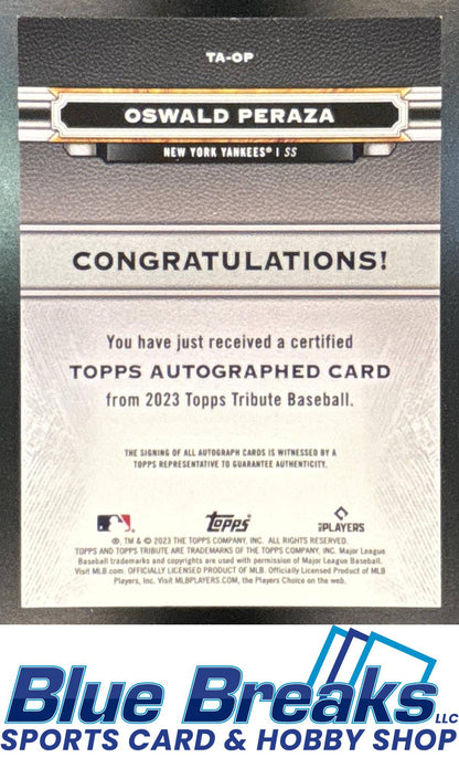 2023 Topps Tribute Auto Oswald Peraza RC 136/199 Rookie #TA-OP New York Yankees