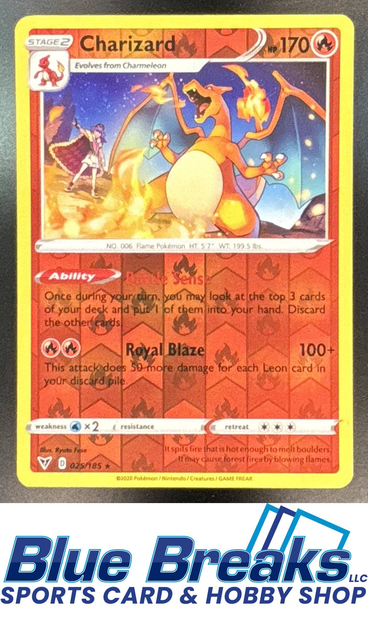 2020 Pokemon Sword & Shield Vivid Voltage Reverse Holo Charizard #025/185