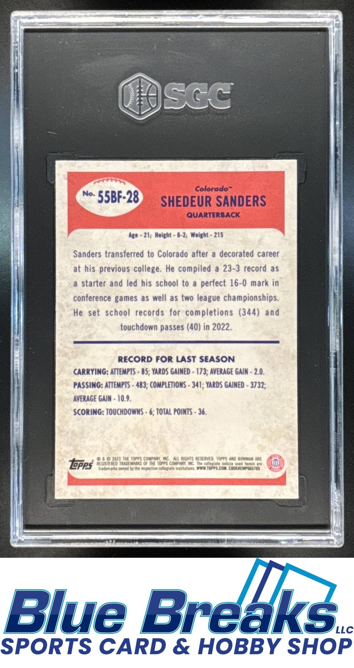 2023 Bowman University Chrome Shedeur Sanders #55BF-28 a 1955 Football