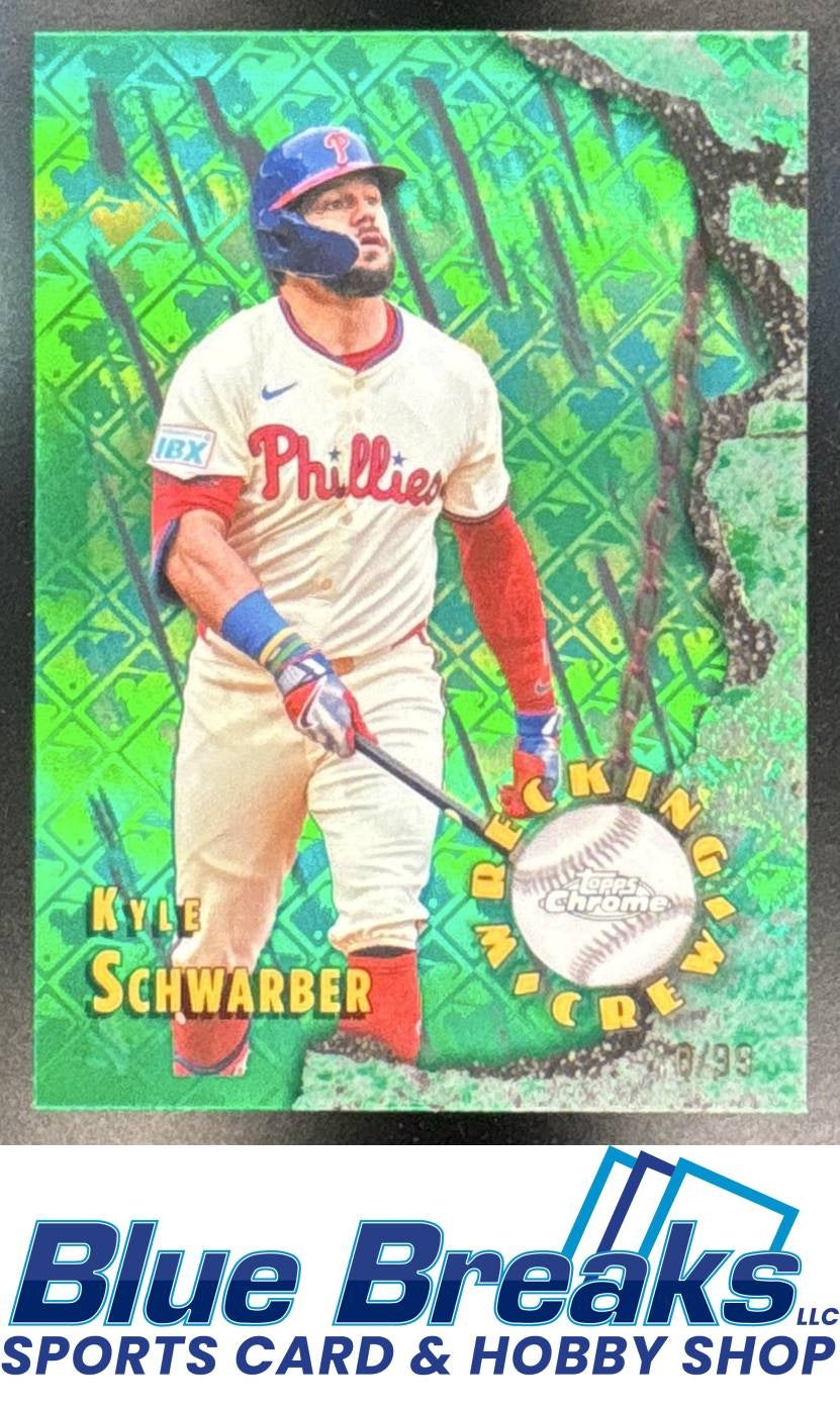 2026 Topps Chrome LogoFractor Kyle Schwarber #WC-3 Wrecking Crew Green Refractor 10/99 Philadelphia Phillies