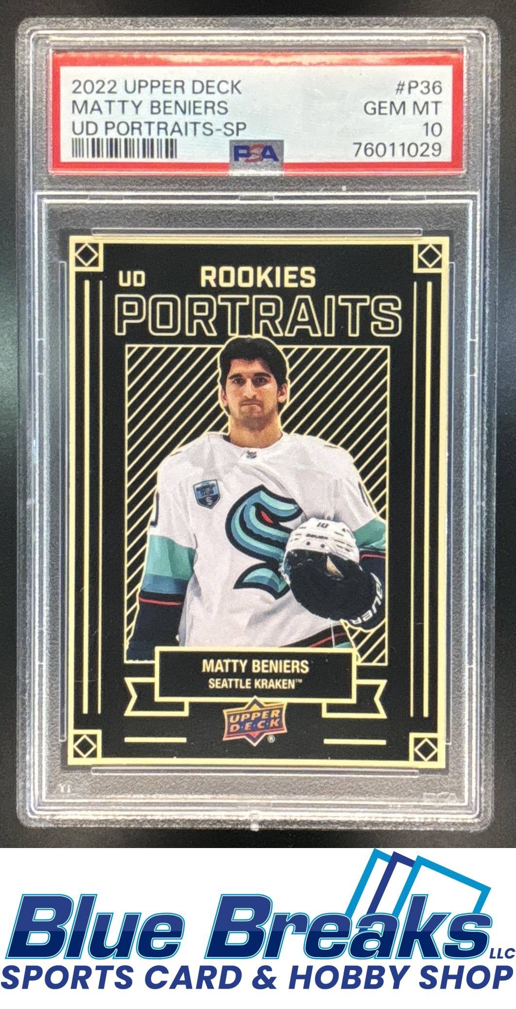 2022 Upper Deck Portraits Matty Beniers #P-36 PSA 10 Seattle Kraken