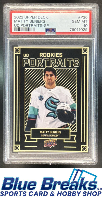 2022 Upper Deck Portraits Matty Beniers #P-36 PSA 10 Seattle Kraken