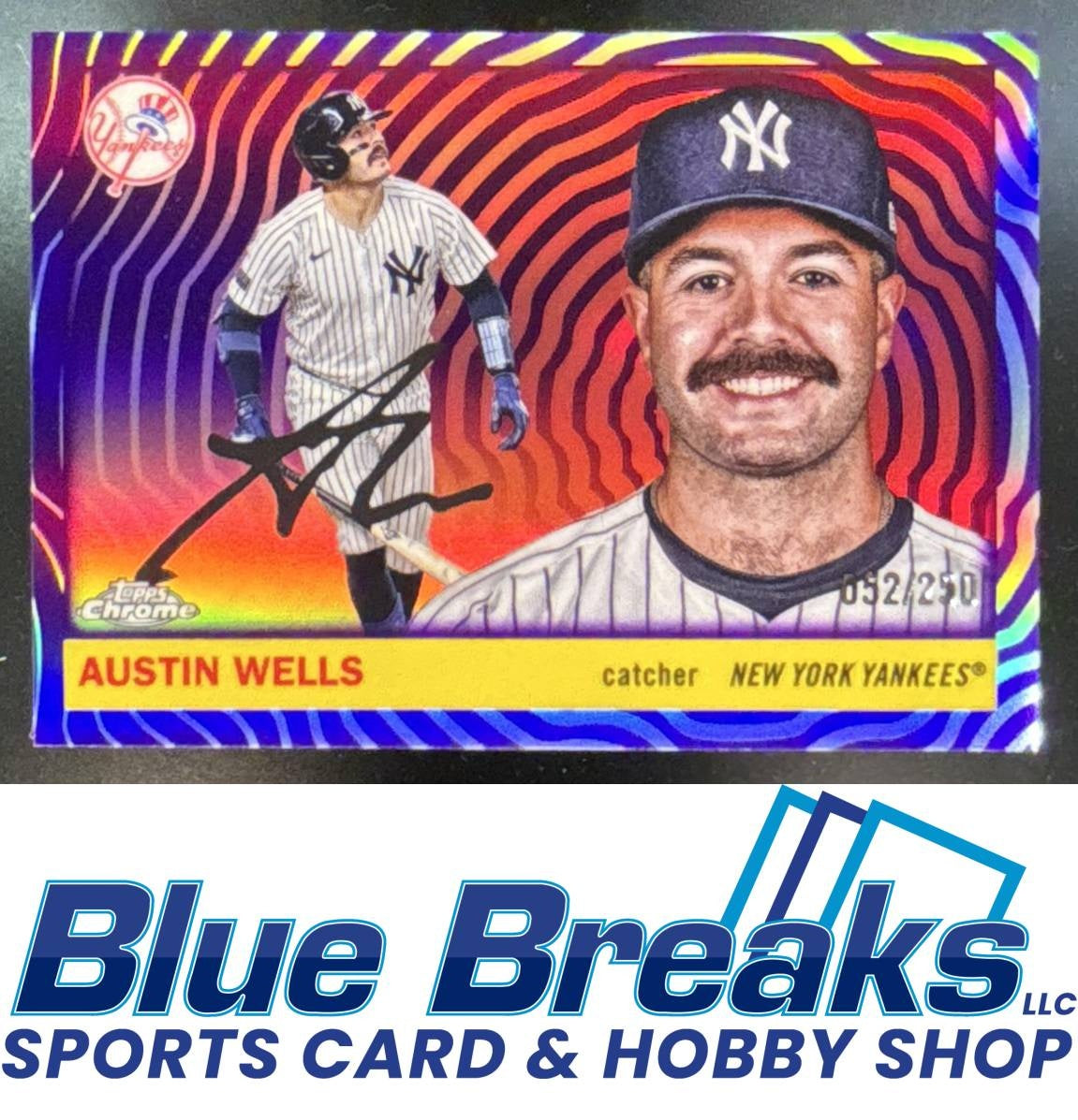 2025 Topps Chrome Platinum Anniversary Austin Wells #165 Vibrations Refractor 052/250