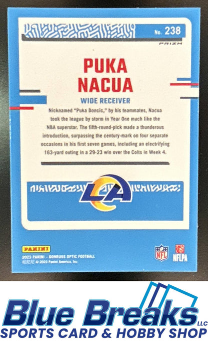 2023 Panini Donruss Optic Puka Nacua #238 Green Velocity Prizm RC Rated Rookie Los Angeles Rams