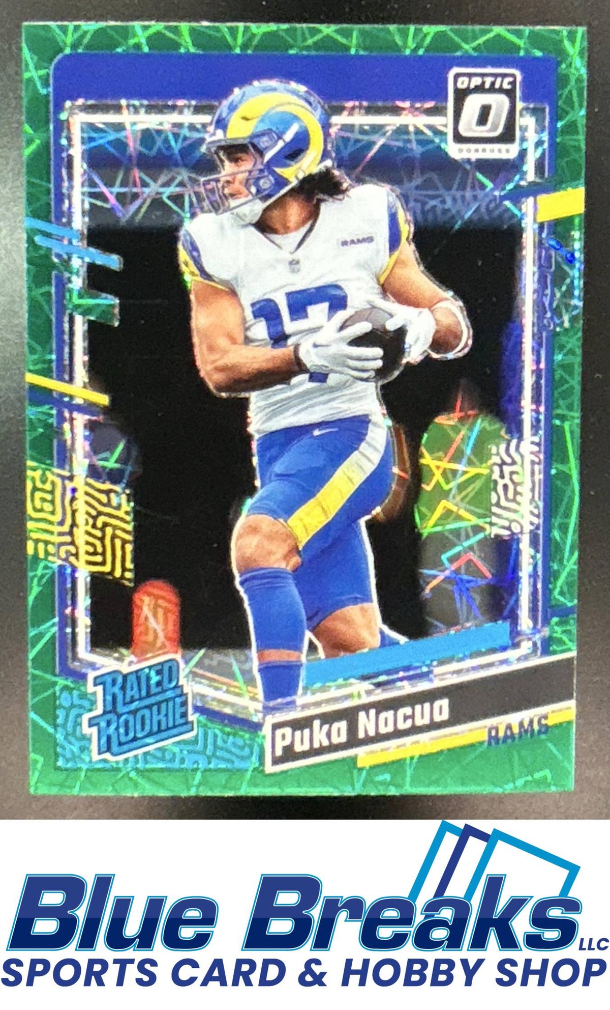 2023 Panini Donruss Optic Puka Nacua #238 Green Velocity Prizm RC Rated Rookie Los Angeles Rams