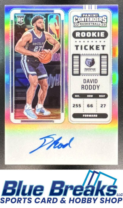 2022 Panini Contenders David Roddy #105 Season Ticket Premium Edition Auto RC Memphis Grizzlies