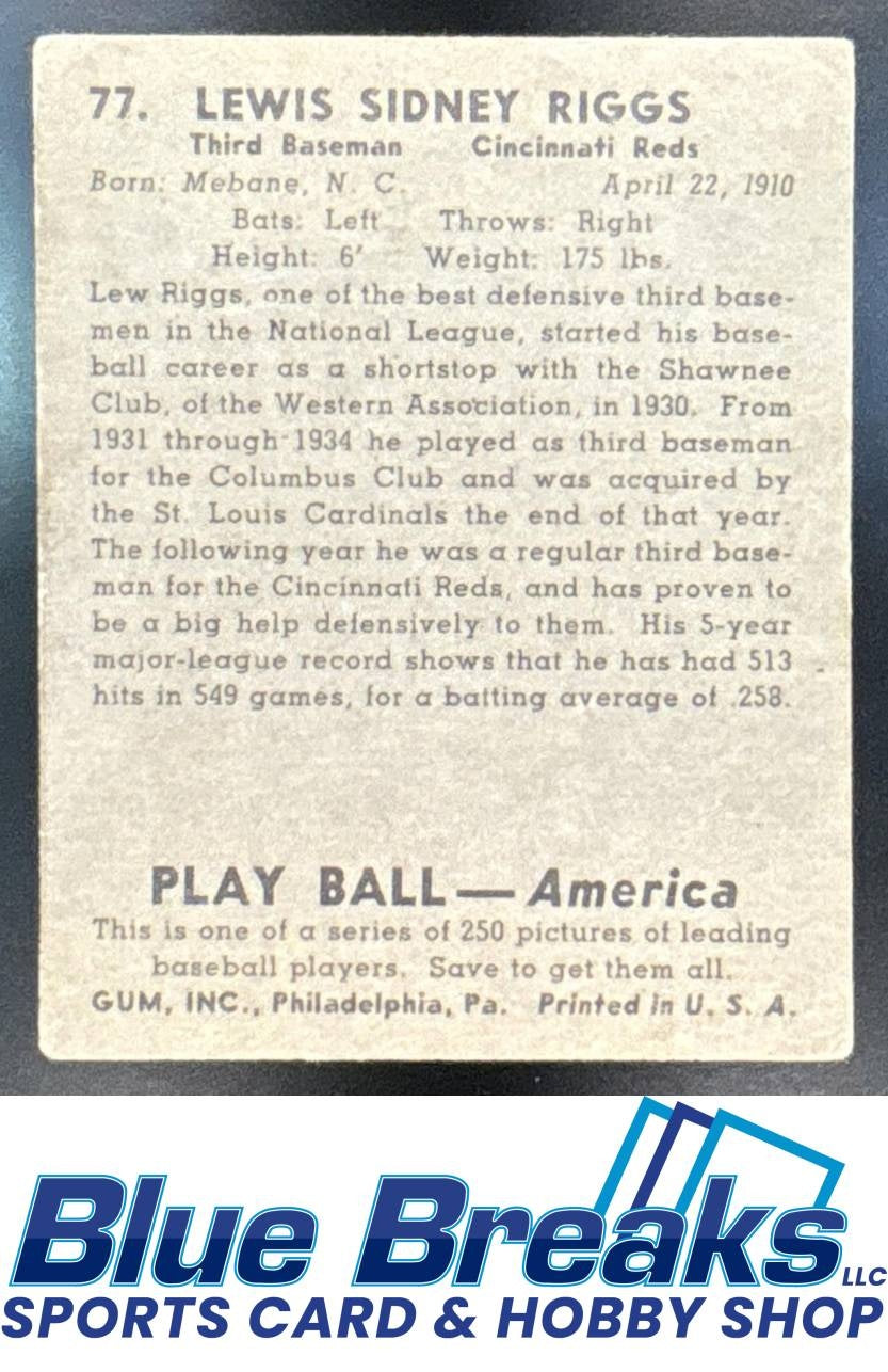 1939 Play Ball Lewis Riggs #77 Reds