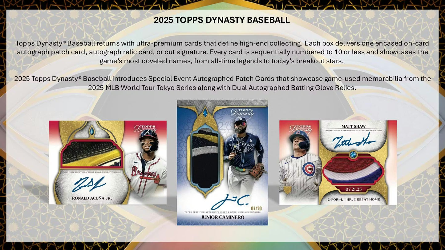 2025 Topps Dynasty Baseball Hobby 5-Box Case - Sealed Wax - (Presell)