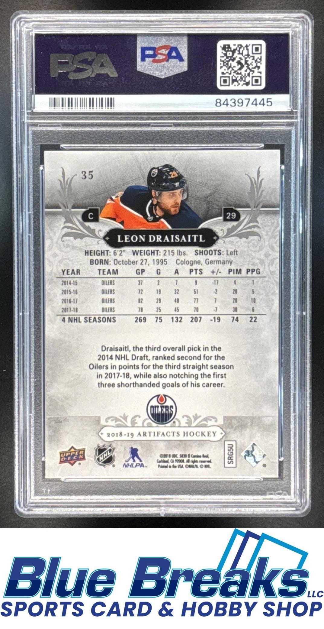 2018-19 Upper Deck Artifacts Leon Draisaitl [RC] #35 PSA 10 Edmonton Oilers